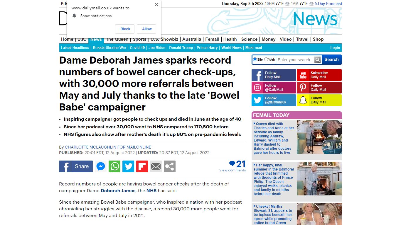 Dame Deborah James sparks record numbers of bowel cancer check-ups ...